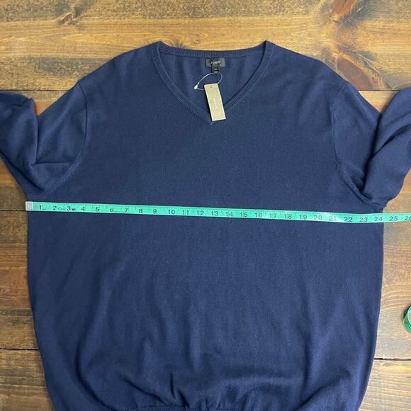 J. Crew Cotton Cashmere V-neck Sweater Navy Blue Men's XL Preppy NEW WITH TAGS - Picture 7 of 8